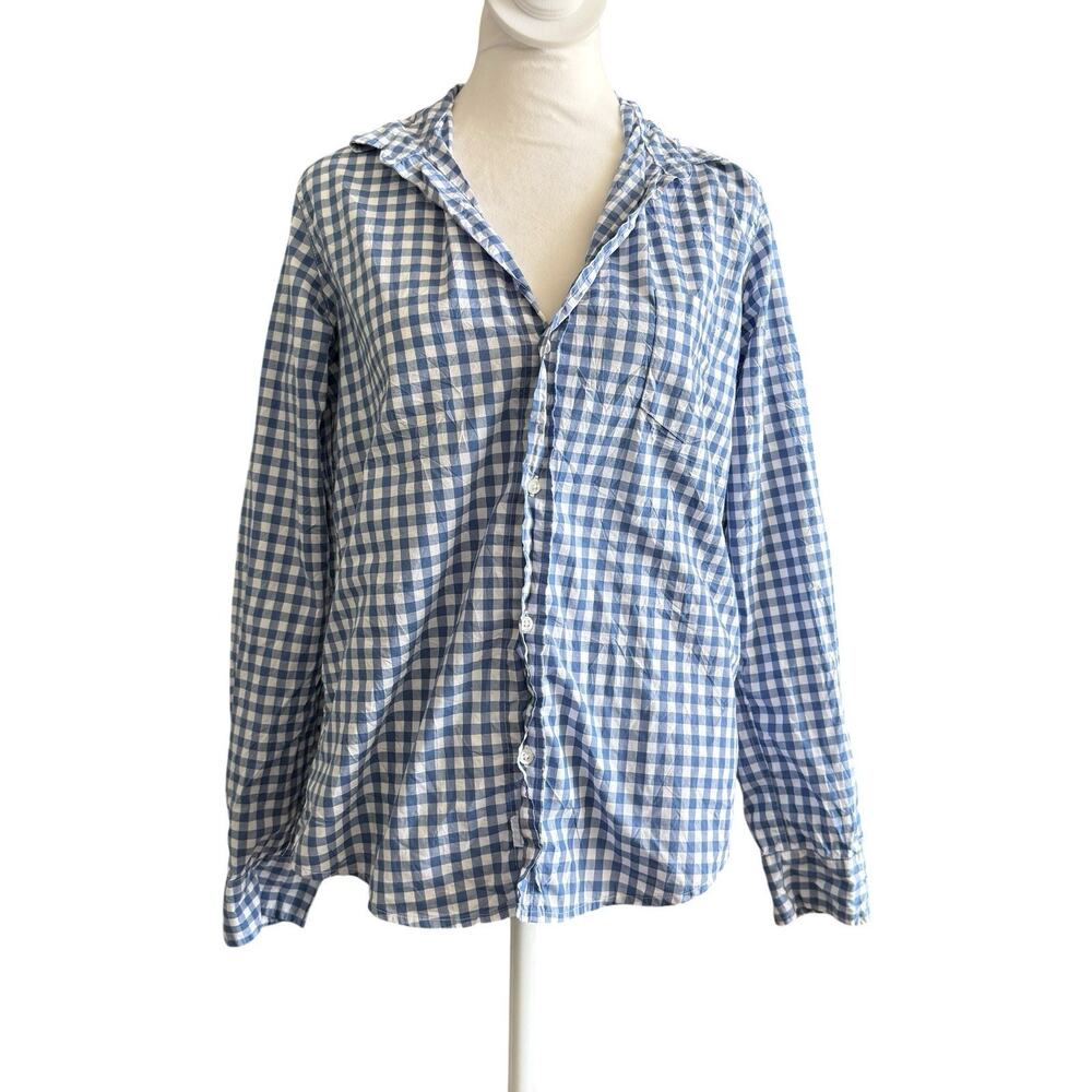 Frank & Eileen Barry Blue White Gingham Cotton Button Up Shirt Medium - Picture 2 of 9